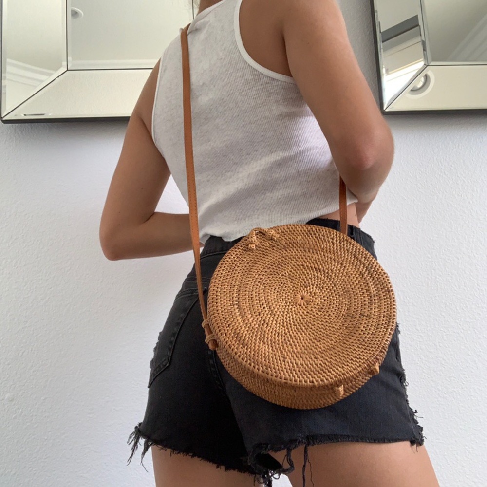 Vintage woven straw mini bag